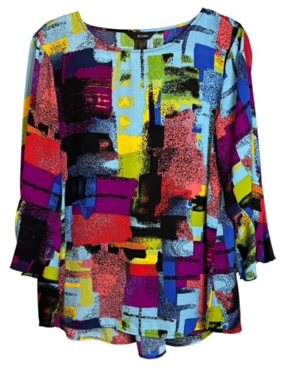 Ali Miles Blouse Women's Medium Abstract Office Business Bold Multicolor